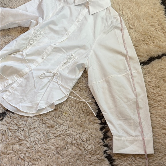 Mr. Larkin Lace Up White Button-Up Shirt - Picture 11 of 17